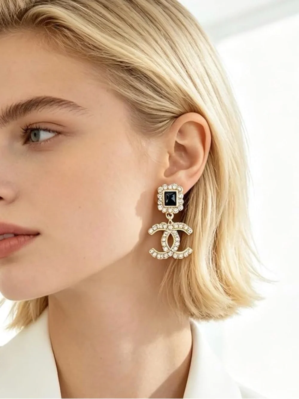 CHANEL Crystal Drop Earrings